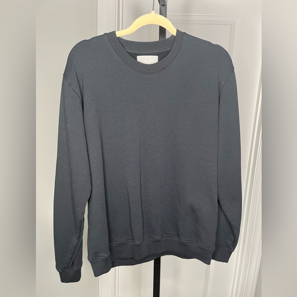 Everlane Men’s Organic Cotton Track Crewneck Sweatshirt, M, Black